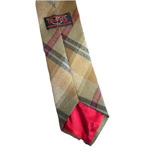Vintage Lochcarron Men Tie 100% Wool Brown Gray Striped Crofter Tie Scotland